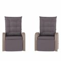 Flash Furniture Nemo Patio Wicker Rattan Recliner Lounge Chairs w/Flip up Side Tables, Gray, 2PK 2-LTS-0422-GY-GY-GG